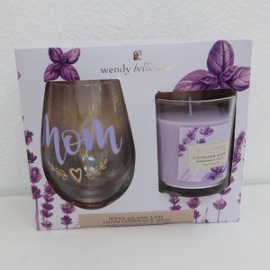 wendy bellissimo Mom Wine Glass and Candle Set